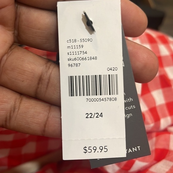 Lane Bryant Red & White True Wrap Gingham Top Blouse Size 22/24 NWT - Picture 9 of 10